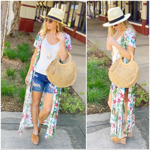 Infinity Raine Sweaters - ✨LAST ONE✨Ivory floral long kimono